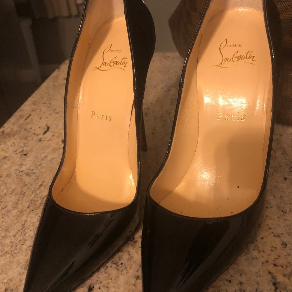 Christian Louboutin Black Patent Leather Pointed-Toe Pumps